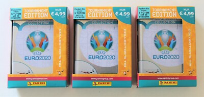 Panini EM UEFA EURO 2020 TOURNAMENT EDITION - 3 x POCKET TIN 15 Tüten Packets 
