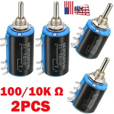 2PC 100 OHM /10K OHM 2W Multi Turn Wirewound Pot Precision Linear Potentiometers