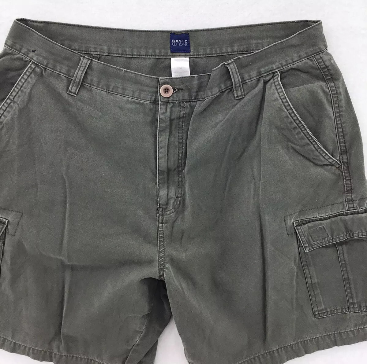 Basic Editions Cargo Short Mens 38 Waist 21 Length Solid Green