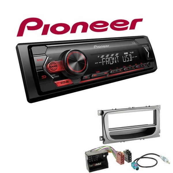 Pioneer 1-DIN Autoradio USB AUX Android Set FüR Ford Mondeo IV 2007-2014 Silber-image