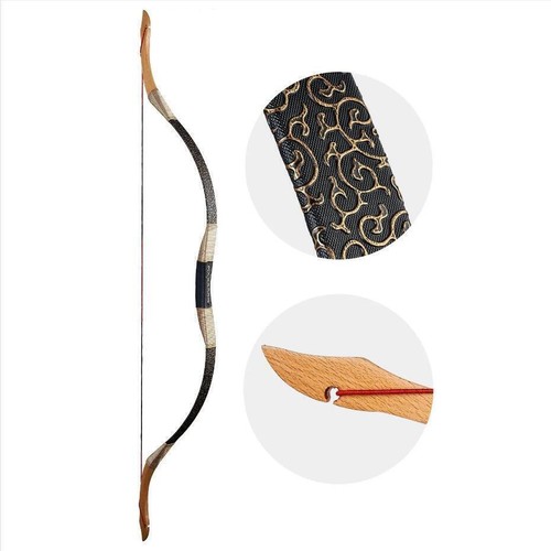 30-40lb Archery Traditional Recurve Long Bow Wooden Arrow Set Target Hunting - Picture 2 of 26