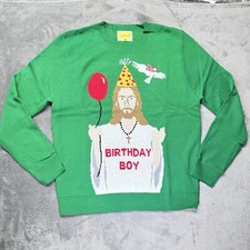 Ugly Christmas Sweater M Jesus Birthday Boy Sweatshirt Funny Party NEW