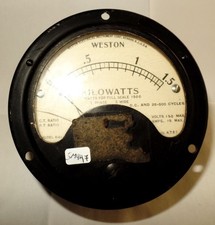 Weston DC Round Panel Meter Wattage Meter 0-1.5 Kilowatts 150 Volts