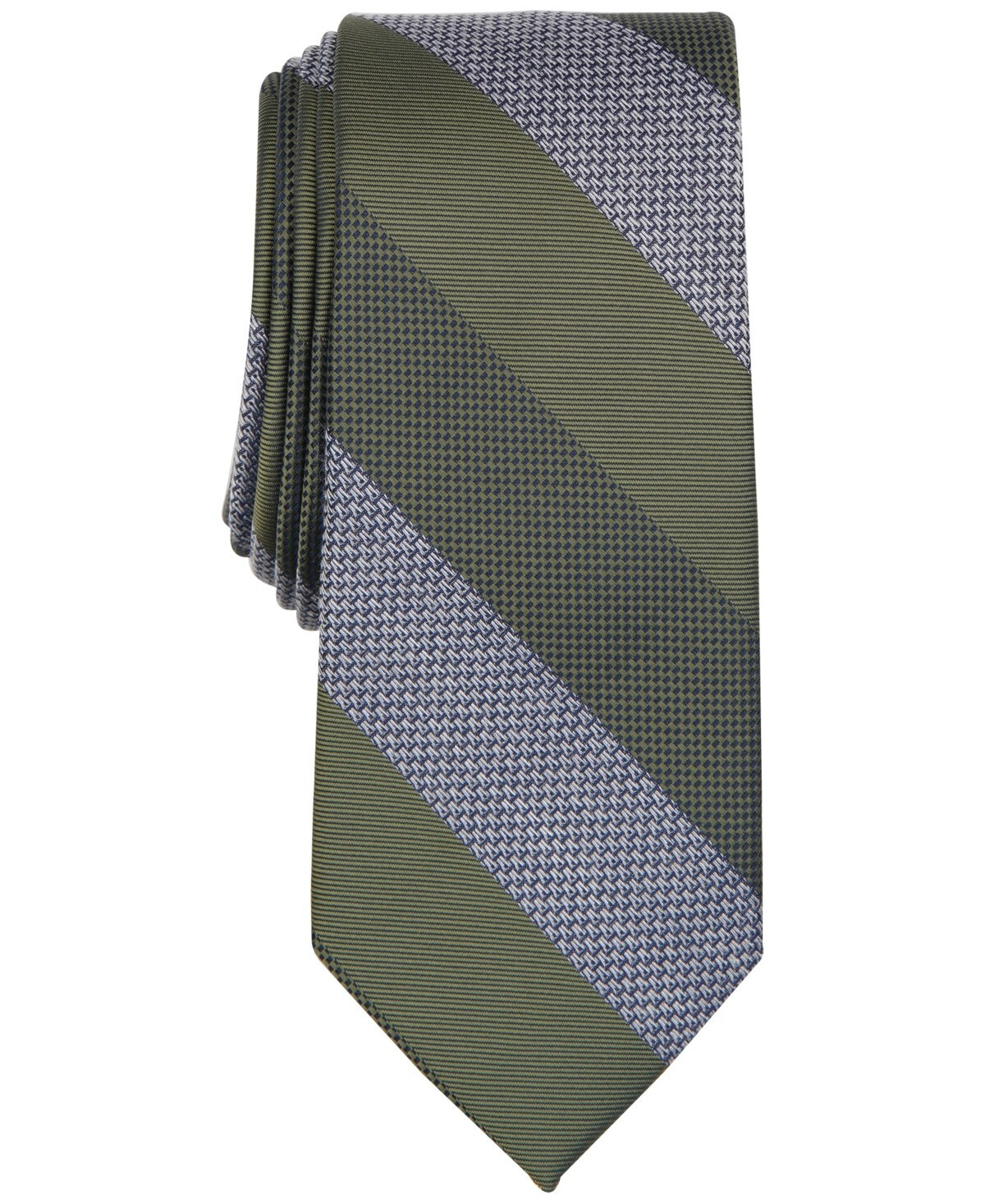Bar III Mens Gaffney Stripe Hunter Green Necktie- OS 3490₽