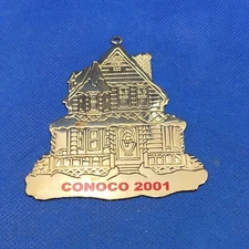 Vintage Conoco Christmas Ornament 2001 Gold Tone Metal Holiday Tree Décor