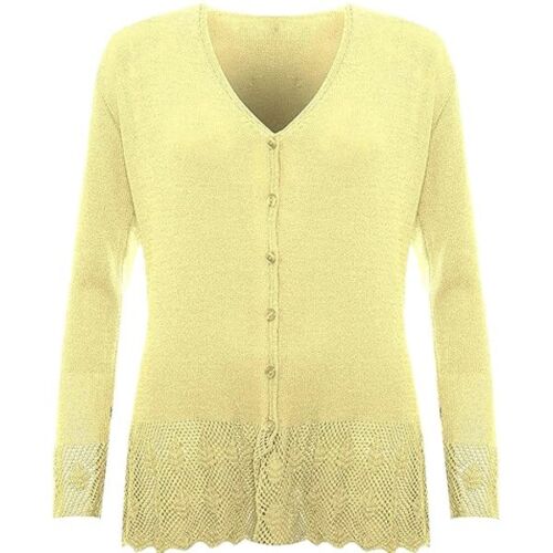 Damen Langarm Strick Häkel Knopf Cardigan V-Ausschnitt Übergröße Strickpullover - Bild 14 von 14