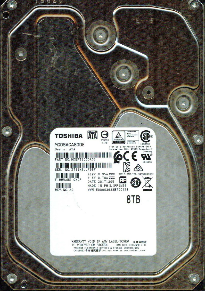 TOSHIBA MD05ACA800 8TB 内蔵型HDD ２台セット 16TB TOSHIBA MD05ACA800 8TB 内蔵型HDD 2台セット 16TB