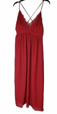 AUXO women sleeveless Dress Cami-wine Red, lace v neck elegant cocktail party  S