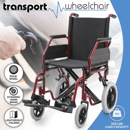 [FDA APPROVED]Folding Medical Transport Wheelchair Detachable Arm PU