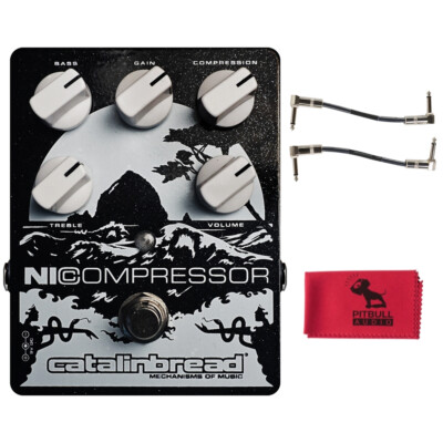Catalinbread NiCompressor Compressor Pedal, Black & Silver w/ Cables & Cloth