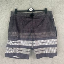 O'Neill Board Shorts Mens 40 Black Gray White Stripe Surf Swim Trunks NWT