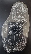 1970's ORIGINAL Traditional Japanese, Vintage Acetate Tattoo Stencil Geisha Girl