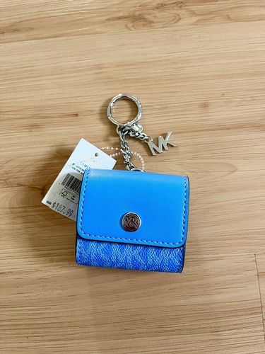 Michael Kors Ladies Fashion Case For AirPods Pouch Keychain Ring Cover Blue