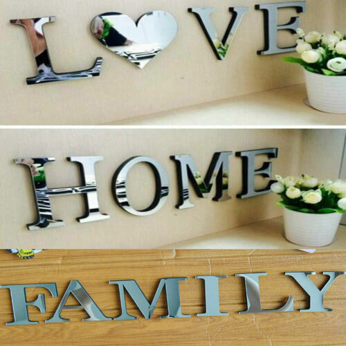 Love Home Family Letters Acrylic Mirror Sticker Self-Adhesive Home Wall Decals - Picture 2 of 10