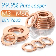 Copper Sealing Washers Metric - M3 M4 M5 M6 M8 M10 M12 M14-M60 Sump Plug Washer