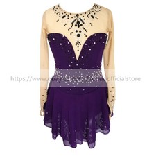 Women Aldult Girl Customize Costume Competition Leotard Ice Skating Dress Purple