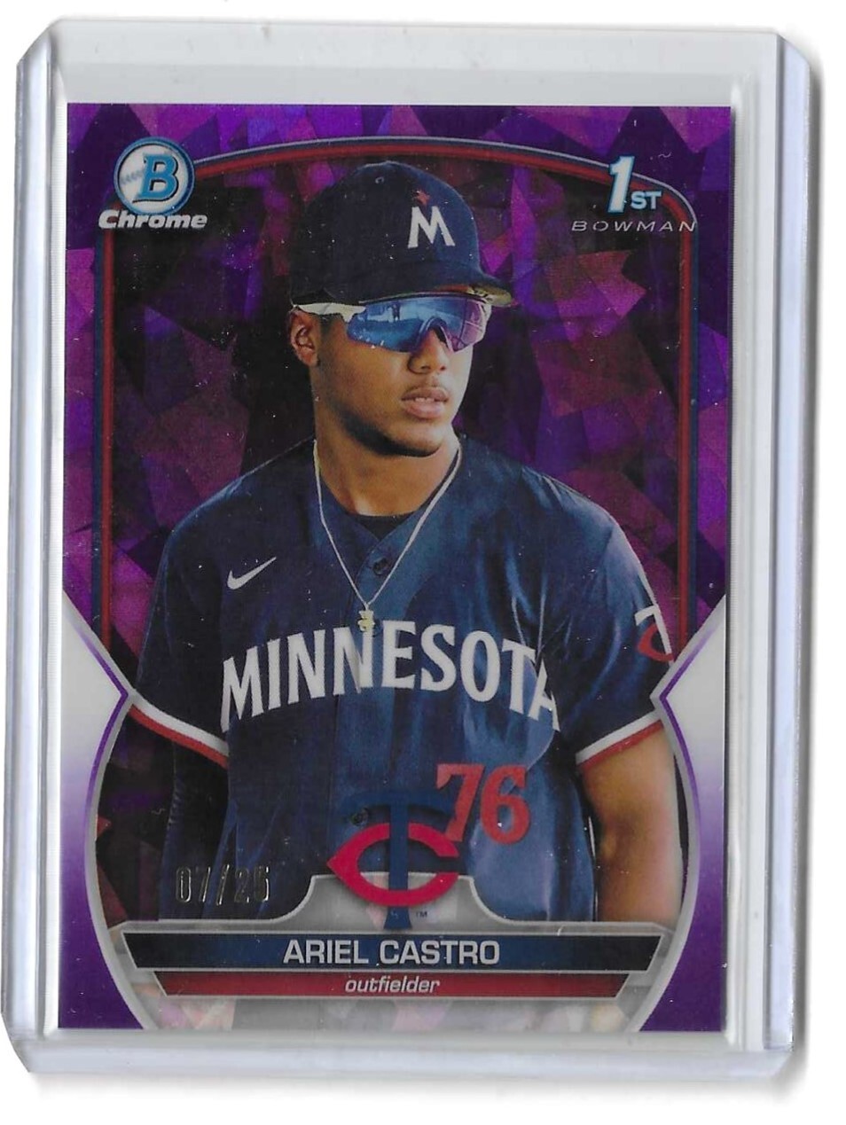 2023 Bowman Chrome Sapphire Ariel Castro purple 7/25 1st RC Rookie Twins
