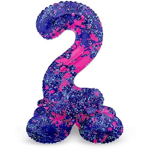 Folat 64772 Palloncino di alluminio Numero con Base Figura 2 Paint Splash (N7f)