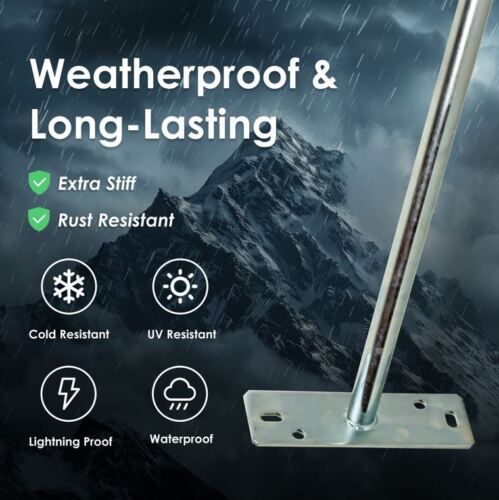 TV Antenna Mast Mount Kit Weather Proof Solid Structure Easy Roof/Wall Install