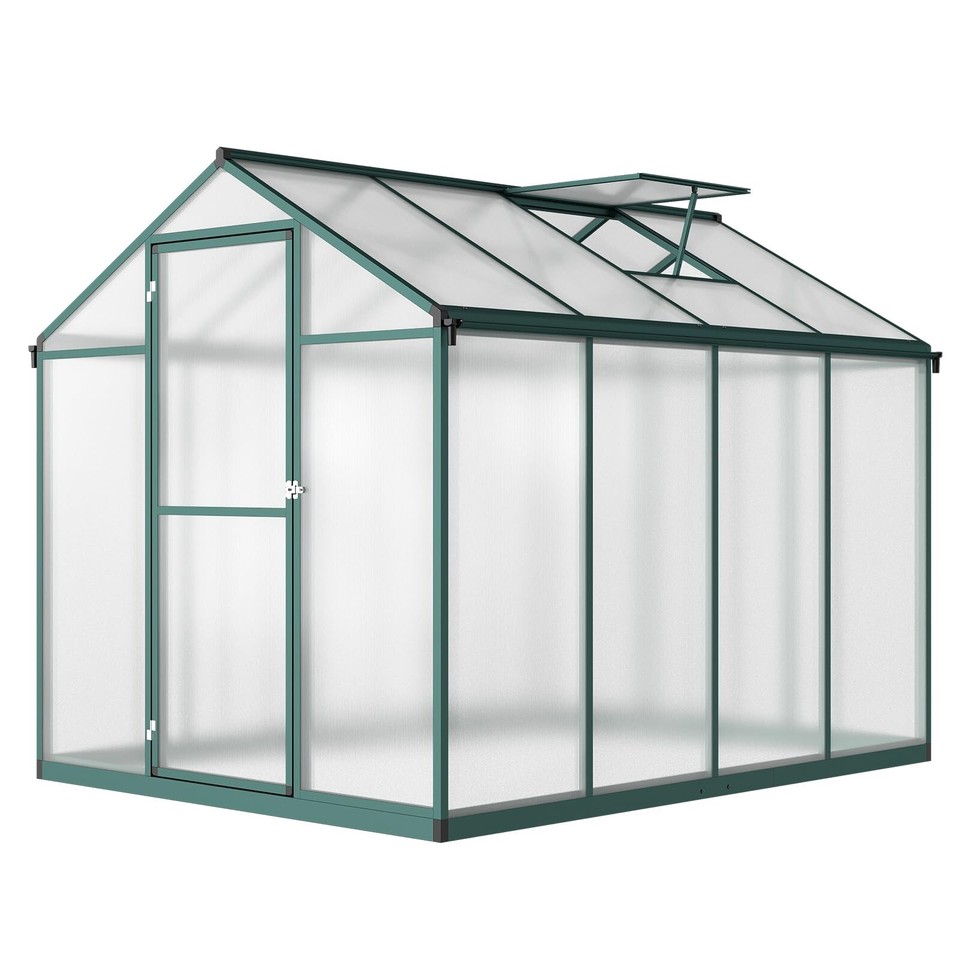 6x8 FT Polycarbonate Walkin Garden Greenhouse Kit w/ Sliding Door and