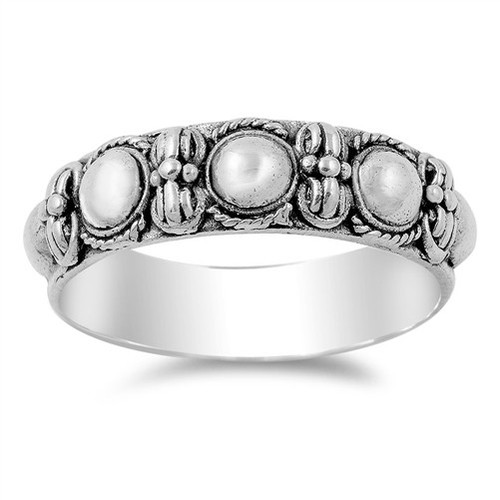 Bali Ring Sterling Silver 925 Hand Made Ball Design Black Antique Sz 6 7 8 9 10 - Picture 1 of 1