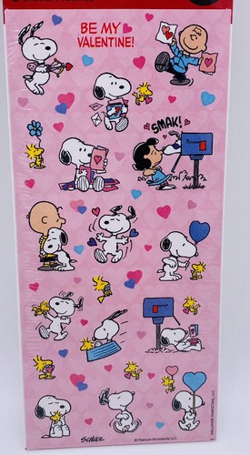2 Packages Hallmark Peanuts Snoopy Valentines Day Stickers New and Sealed - Imagen 2 de 3