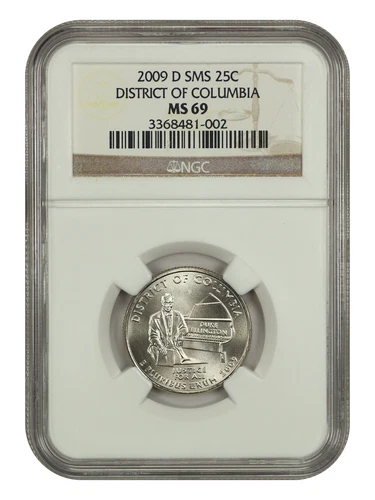 2009-D 25C District of Columbia NGC SP69 (Satin Finish) - Type 1, Clad