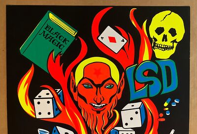 Vintage Original Black Magic Blacklight Poster LSD Witch Craft
