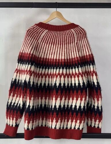 🔥 GUCCI MENS SWEATER ZIGZAG JACQUARD WOOL KNITTED CARDIGAN SIZE XL - SOLD OUT - Picture 2 of 7