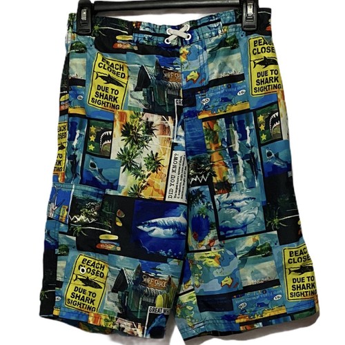 Ocean Pacific Shark Print Swimming Trunks SZ Youth XL