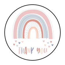 30 1.5" THANK YOU RAINBOW ROUND ENVELOPE SEALS STICKERS FAVOR LABELS