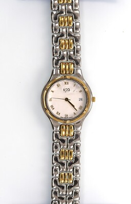 ESQ Watch Men Swiss 300210A Silver Gold Stainless St Quartz NON-WORKING 