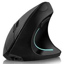 Vertical Mouse Wireless Right-Handed Ergonomic Mouse 6 Buttons Black