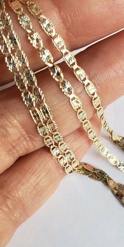 Real 10k yellow white and Rose gold chain necklace 2 mm 20 inches long - Picture 7 of 12