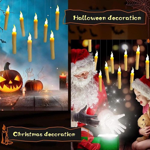 12/20X Floating Taper Candles Halloween Hanging LED Candles Lights Warm White - Picture 8 of 13