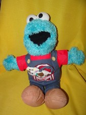 SESAME STREET COOKIE MONSTER Talking Farmer w/ Cow Overalls Fisher Price Mattel