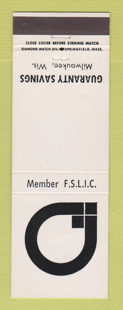 Matchbook Cover - Guaranty Savings Bank Milwaukee WI