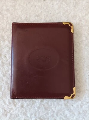Authentische Must de Cartier Spiegel Falttüren bordeaux Leder ohne Box, NP:490 E - Bild 1 von 4