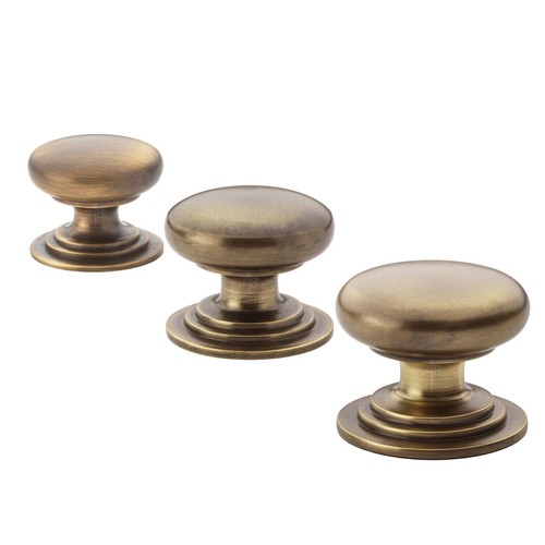 Antique Solid Brass Bun Cabinet Knob Knobs Pull Cabinet Door Aged Victorian Set - Picture 2 of 5