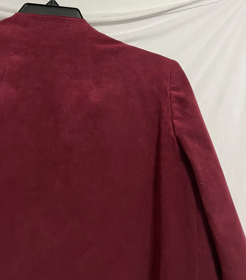 Chaqueta de Gamuza Ultra Abe Schrader De Colección Para Mujer Talla 10 Borgoña Vino Frente Abierto Foto 4 de 4