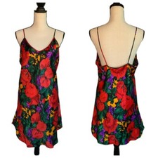 Vintage Victoria's Secret Gold Label Satin Floral Slip Dress Size Large
