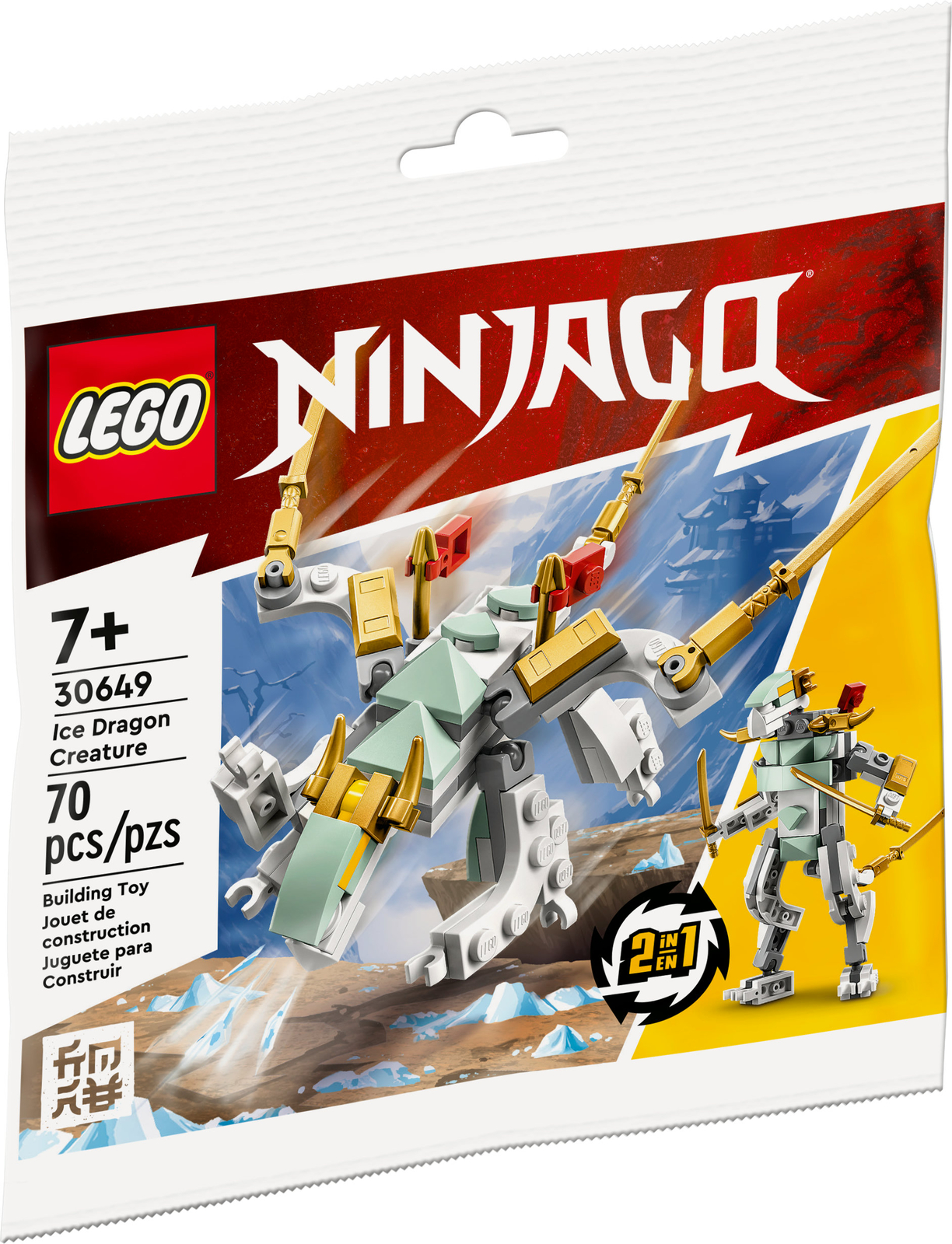LEGO Ninjago Ice Dragon 2-in-1 Polybag Set 30649 with 70 Pieces