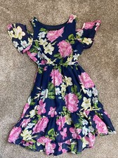 RMLA Brand Girls Sz 6 Cold Shoulder Dress Floral Print Excellent Used Condition