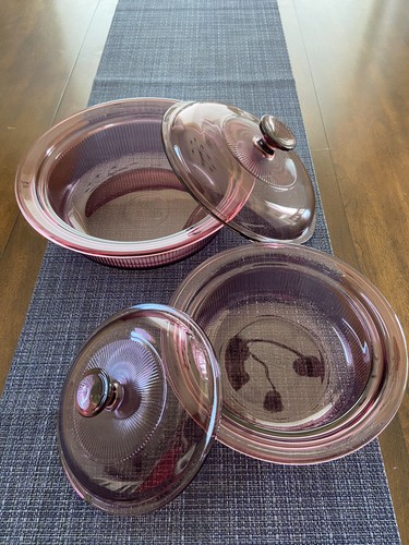 Visions Corning Cookware Cranberry Versa Pot 4pc 1 1/2 QT-Pot, Lid 24 Oz Pot,Lid - Picture 4 of 5