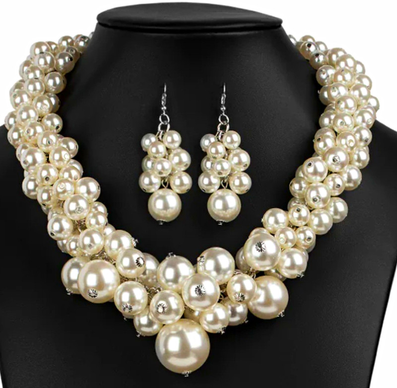 Paparazzi Zi Collection Regal 2020 Retired Pearl Statement Necklace & Earrings
