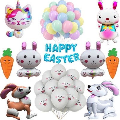 Ostern Luftballons Party Deko Hase Kaninchen 16'' selbstaufblasend Folienbanner Ballons
