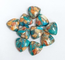 Natural Oyster Copper Turquoise Trillion Cabochon 6mm To 25mm Loose Gemstone
