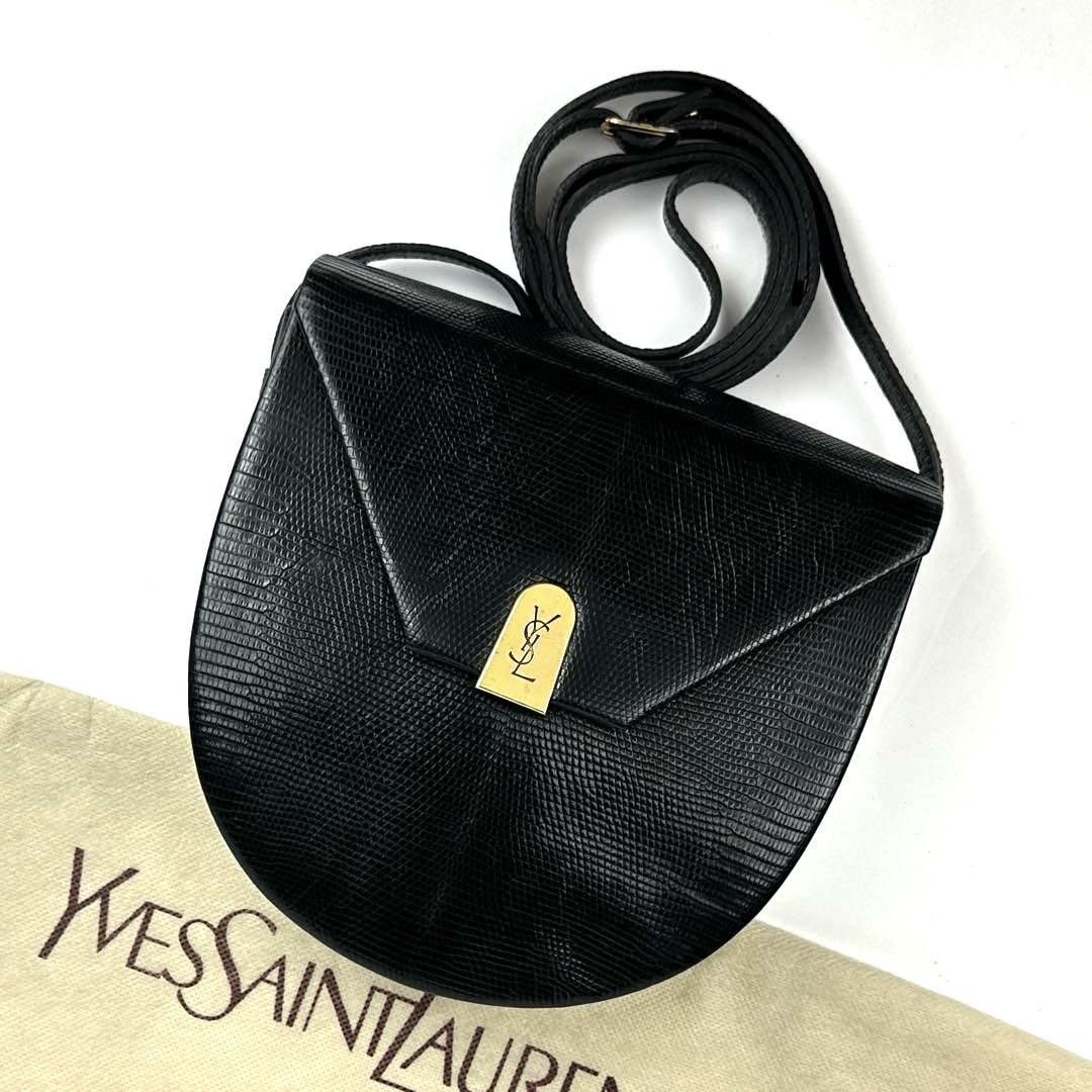 SAINT LAURENT Borsa a tracolla YSL fodera modello lucertola nera usata