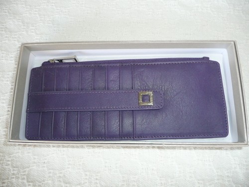 Lodis Genuine Leather Credit Card Wallet Purple Nib Rfid Quick Ship 