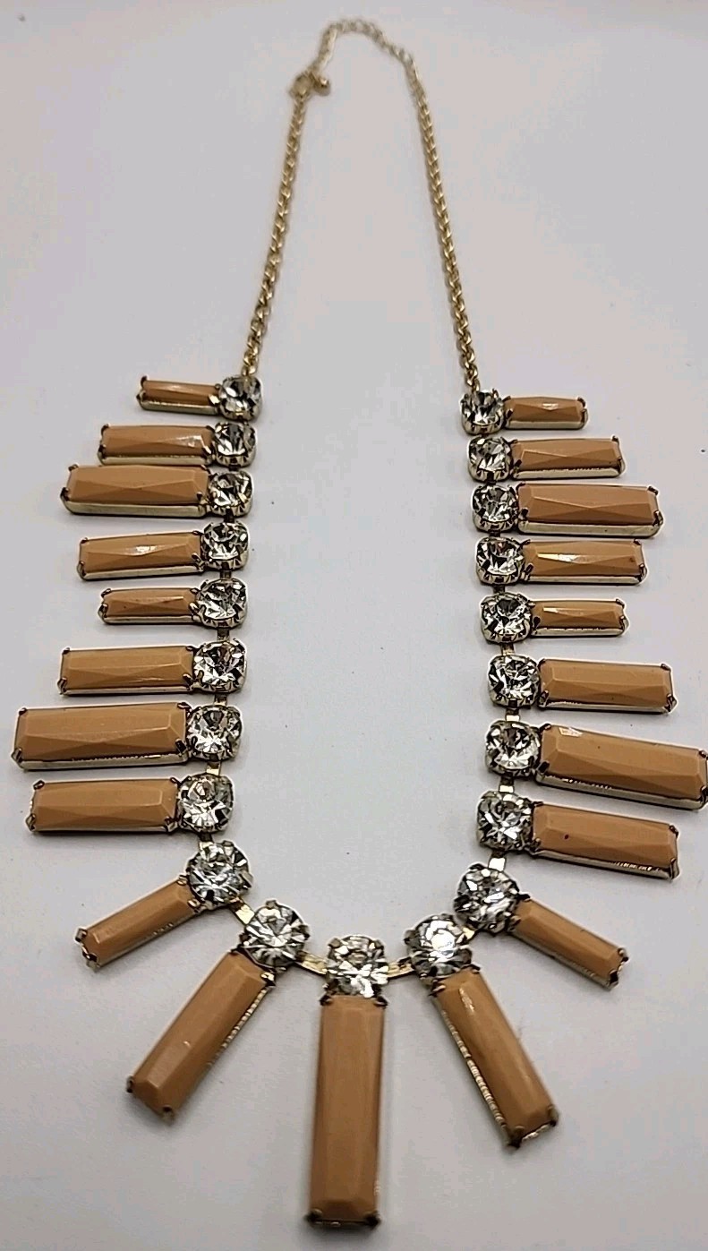 Vintage Statement Necklace Large Clear Rhinestone… - image 2